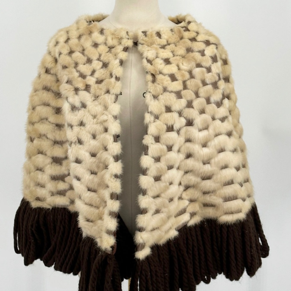 Vintage Fur/Wool/Leather Shawl/Cape